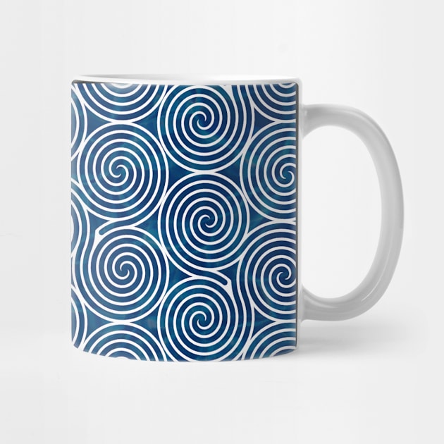 Spiral Illusion Pattern white & Blue by MONMON-75